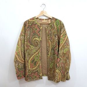 Kate Hill quilted paisley silk light Jacket 2x